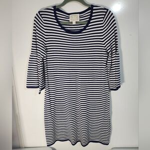 Sail To Sable Striped Navy and White Dress, Size Med
